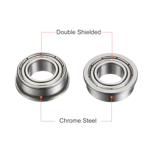 uxcell F63800ZZ Flanged Ball Bearing, 10pcs 10x19x7mm Chrome Steel Double Shielded ABEC1 Flange Bearings - size: 10x19x7mm