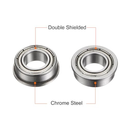 uxcell F63800ZZ Flanged Ball Bearing, 10pcs 10x19x7mm Chrome Steel Double Shielded ABEC1 Flange Bearings - size: 10x19x7mm