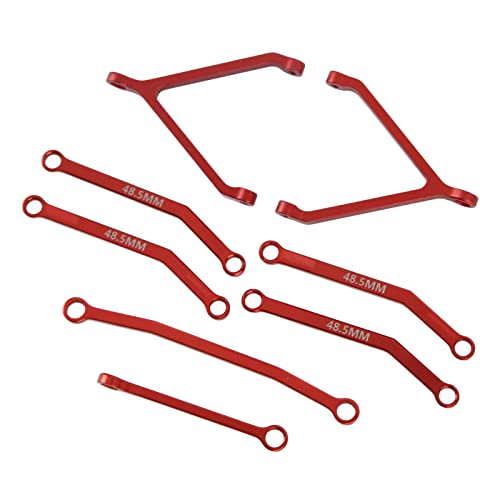 RC Metal Chassis Pull Rods Steering Rods Suspension Links Set, Aluminum Alloy Upgrade Parts for FMS FCX24 1/24 RC Crawler Car with High Strength Lightweight Design (Red) - color: Red