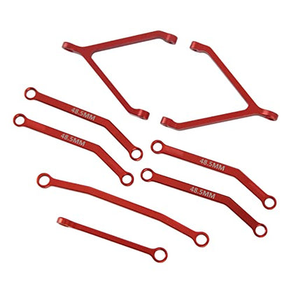 RC Metal Chassis Pull Rods Steering Rods Suspension Links Set, Aluminum Alloy Upgrade Parts for FMS FCX24 1/24 RC Crawler Car with High Strength Lightweight Design (Red) - color: Red