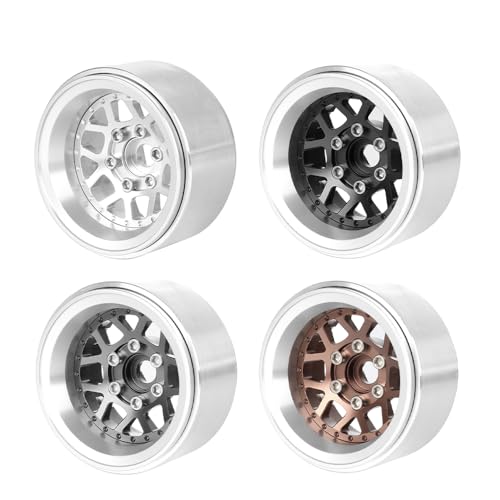4PCS 1.9" Beadlock Wheel Rims Offset-10mm Aluminum Alloy Metal Wheel Hub for 1/10 RC Rock Crawler Car for Axial SCX10 TRX4 TRX6 D90 D110 Upgrade Accessories(Y-Shaped Silver) - color: Y-shaped Silver