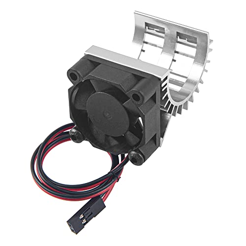 ShareGoo Aluminum 380 390 Motor Heatsink with Cooling Fan Electric Engine Heat Sink Compatible with HSP HPI Wltoys Himoto Redcat 1/16 1/18 RC Car (Silver) - style: Silver