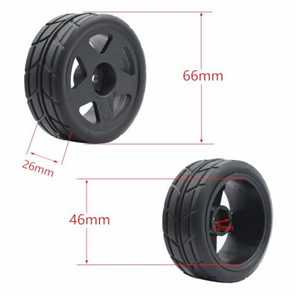 66mm 4PCS 1/10 RC On-Road tires and Hard Plastic wheels set Hex 12mm For WRC Drift Car Conversion 1/10 RC On-Road Car Traxxas Tamiya FW06 TT02 HPI HSP 94122 Kyosho%T065 (black) - color: black