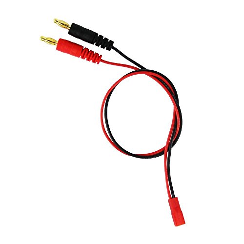 FLY RC 4mm 4.0mm Male Banana Plug Connector Charge Lead to JST 20awg Soft Silicon Charging Cable Wire 30cm 11.8inch Lipo Parts for RC Helicopter Quadcopter Lipo Battery Plug Charge (Pack of 2) - style: 2 Pcs JST charge cable