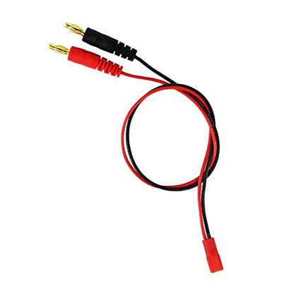 FLY RC 4mm 4.0mm Male Banana Plug Connector Charge Lead to JST 20awg Soft Silicon Charging Cable Wire 30cm 11.8inch Lipo Parts for RC Helicopter Quadcopter Lipo Battery Plug Charge (Pack of 2) - style: 2 Pcs JST charge cable