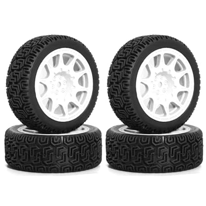 68mm 4 PCS 1/10 Runflat Tire 1.9 inch Rally Tire L001 for 1:10 Tamiya xv02 Maze Tire Lc PTG Off-road 94123 Kyosho FW06 etc. (white) - color: white