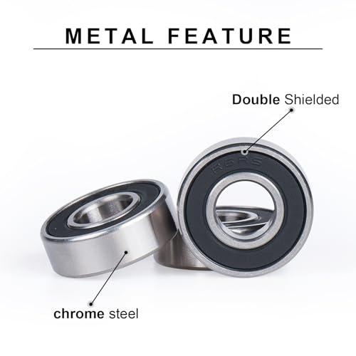 10 PCS R6-2RS Ball Bearings，3/8’’x 7/8’’x 9/32’’ Rubber Sealed Deep Groove Ball Bearings, Double Rubber Seal Bearings, Chromium Bearing Steel (R6-2RS) - size: R6-2RS