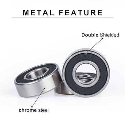 10 PCS R6-2RS Ball Bearings，3/8’’x 7/8’’x 9/32’’ Rubber Sealed Deep Groove Ball Bearings, Double Rubber Seal Bearings, Chromium Bearing Steel (R6-2RS) - size: R6-2RS