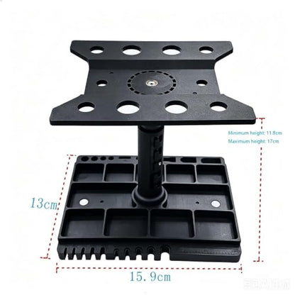 RC Car Work Stand Repair Workstation 360 Degree Rotation Lift Lower w/Screw Tray Tools for 1/10 1/12 1/16 Scale Wltoys HBX Traxxas RC car etc