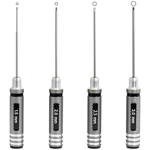 Hex Driver Set 1.5/2.0/2.5/3.0mm, RC Screwdriver Kit | Alloy Steel Bits & Magnetic Tips, Quick-Change Allen Wrench, RC Car Tool for RC Cars, Drones, Robots and Mini Crawlers - color: Black-2