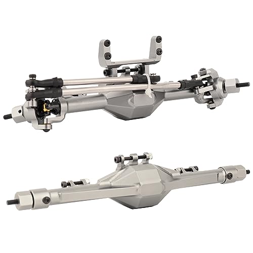 CNC Metal Front and Rear Straight Complete Axle for 1/10 Axial SCX10 II 90046 90047 RC Crawler Car New Upgrade Parts (Silver) - color: Silver