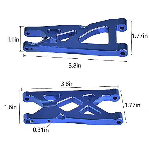 Globact Aluminum Front & Rear Suspension Arms Set for 1/10 Arrma Granite 4X4/Senton/Rc Short Course Truck Upgrade Parts Replacement of AR330443 AR330516 Option Parts(Blue) - color: Blue