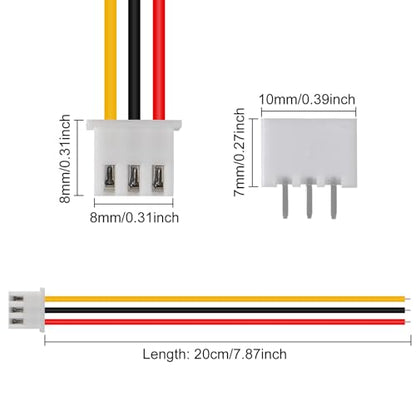 10Pairs JST-XH Connector Kit, XH 2.54mm 3 Pin Header Male and Female Connectors Plug Adapter with Flat Wire Cable 200mm 26AWG Compatible with JST XH (3P) - color: 3P
