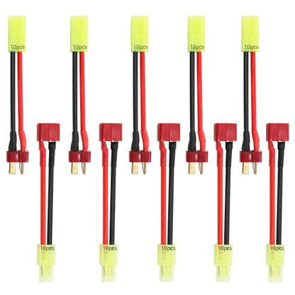 Mini Tamiya Connector to Deans - T Plug 10pcs 16AWG Male Reversed Female Cable Wire Adapter for Airsoft RC Car Truck ESC Lipo Nimh Battery Connectors Charging Connection 5 Pairs