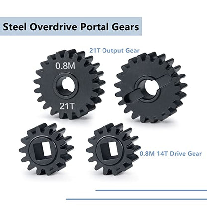 MORLORDY RC Aluminum Alloy Overdrive Portal Gears 0.8M 14T Drive Gear 21T Output Gear Set for 1/10 Scale SCX10 III Capra AXI03000 AXI03004 Upgrade Gears - size: 14T 21T