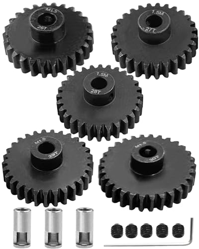 M1.5 8mm Pinion Gear Set Upgrades Parts for 1/5 RC Car Brushed Brushless Motor,Steel 5PCS Mod 1.5 26T 27T 28T 29T 30T 8mm Shaft Motor Gear Set Hops Up - style: M1.5(26T&27T&28T&29T&30T)