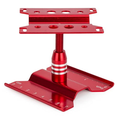 RC Car Repair Workstation,Aluminum 360 Degree Rotation Lift Lower Work Stand Body Mounts for SCX24 TRX4M FCX24 1/18 1/24 Scale RC Truck Crawler Buggy (Red)