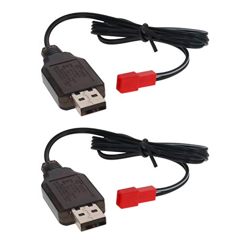 Fielect 2pcs JST-2P USB Charger Cable 4.8v 250MA Output Ni-Cd Ni-Mh Battery Pack for RC Excavator RC Cars - color: 2pcs