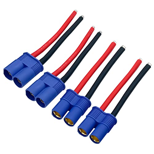 2Pairs EC8 Connector Male & Female Extension Cable with 10AWG 10cm Gauge Silicone Wire for RC Lipo Batteries Cars FPV Drones - style: EC8