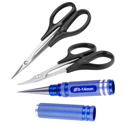3-Pack HobbyPark RC Body Reamer Hole Puncher and Curved Scissors & Straight Scissors Trimming Tools Set for RC Car Body Shell Lexan Plastic