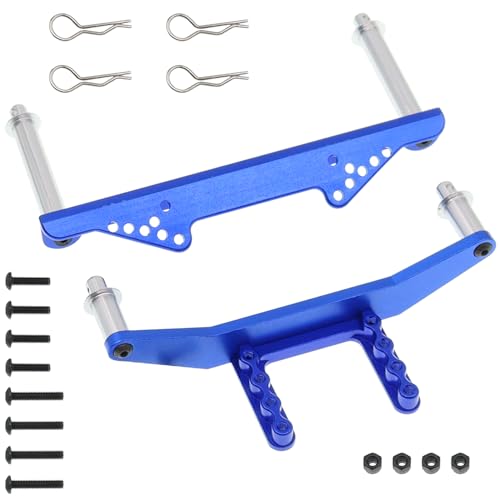 Aluminum Front & Rear Body Mounts with Body Posts for 1/10 Traxxas Slash 2WD, Rustler, Stampede VXL RC 2WD Car, Upgrade Parts, Blue - color: Blue