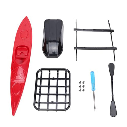 Alomejor RC Crawler Roof Rack Set, Plastic Upgrade Accessories with Canoe and Box/Cover 2.76x2.17in for Outdoor Enthusiasts
