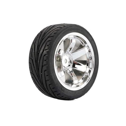 4PCS 1:10 RC Tires and Plastic Wheels Rims for 1/10 Scale On Road Touring Racing Drift Car HSP HPI Tamiya (Silver) - color: Silver