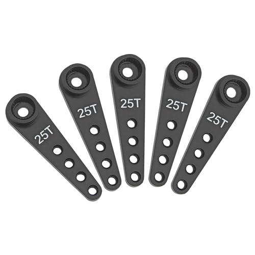 5Pcs ShareGoo 25T Servo Horn 37mm Metal 25 Teeth Extension Steering Arm Server Compatible with Futaba Savox Power HD HSP MG995 MG996 Servos for RC Car Truck (Black) - color: Black