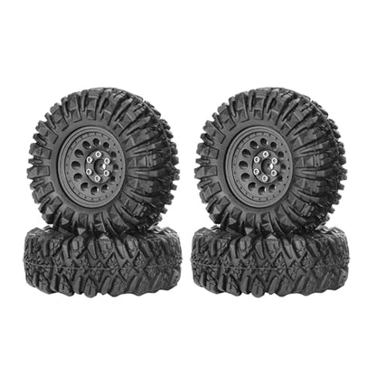 4PCS 1.3" Aluminum Alloy Beadlock Wheel Rims All-Terrain Tyre 70mm Rubber Tires Set with 5mm & 7mm Hex for 1/12 1/14 1/18 1/24 RC Rock Crawler Car Upgrade Parts (B-Black) - color: B-black