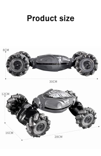 Dual Control RC Stunt Car, 4WD, Gesture Sensing, 360° Flips, LED Lights and Music, Multi-Terrain, Multicolor, 1:16 Scale