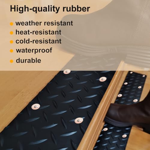 2 Pack Rubber Screw Down Non Slip Stair Treads 31.5"x4",Weatherproof Anti-Slip Step Grips for Outdoor Wooden Steps Porch Yard Walkway, Dogs and People Walk Safely for Rain Snow Ice.