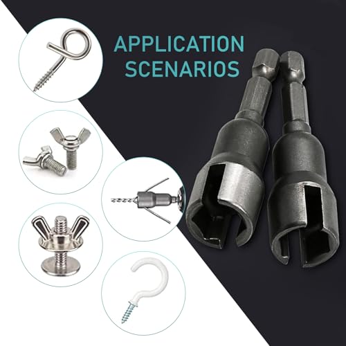 Power Wing Nut Driver Set, Hex Shank Nut Disassembly Tools for Panel Nuts Bolts C Hook Screws Eye, Wing Slotting Socket Wrench, Universal for Most Cars Trucks (Black #2.5 In Height)