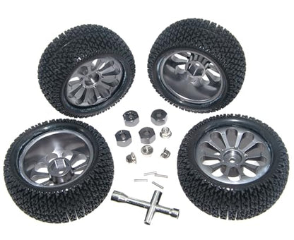 Wheel Rim Tire Compatible with 1/14 1/16 MJX Hyper Go Wltoys Upgrade 16207 16208 14210 Rc Car Aluminum Alloy 12mm Hex Adapter Part(Titanium) - color: Titanium