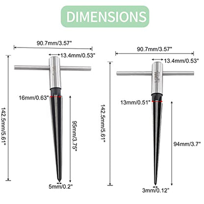 T Handle Tapered Reamer Set, 1/8"-1/2" & 3/16"-5/8", 2 Pieces | 3-13mm & 5-16mm, Bridge Pin Hole Handle Tapered Reamers, 6 Fluted Chamfer Reaming, Guitar Woodworker Luthier Tool - size: 1/8"-1/2" & 3/16"-5/8"