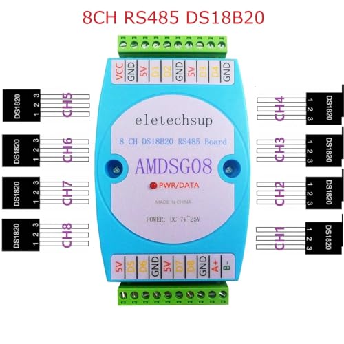 8CH DC 12V 24V DS18B20 Temperature Acquisition Module RS485 3000V Optical Isolation Communication Modbus RTU(8CH Collector) - color: 8ch Collector