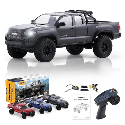 BEEZRC FMS 1/24 RC Crawler FCX24M Tacoma Toyota Official Licensed ABS Hard Body 4WD Off-Road RC Rock Truck,2-Speed Transmission, Hobby Grade Remote Control Car for Adults RTR Grey - color: Grey