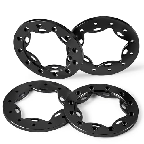 4PCS/1Set Aluminum 1.55" RC Beadlock Ring for AXIAL UTB18 D90 TF2 CC01 AX90069 MST JIMNY 1/10 RC Crawler Truck Car Wheels (Black) - color: Black