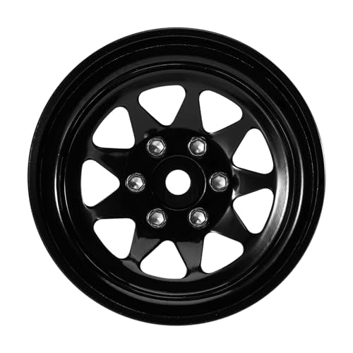 INJORA -4.05mm Offset Stamped Steel 1.3" Wheels for 1/24 1/18 RC (Black) - color: Black