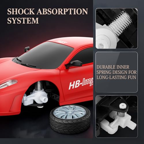 Remote Control Car RC Drift Car 2.4GHz 1:24 Scale 4WD 15KM/H High Speed Model Vehicle with LED Lights Drifting Tire Racing Sport Toy Car for Adults Boys Girls Kids Gift - color: D-red