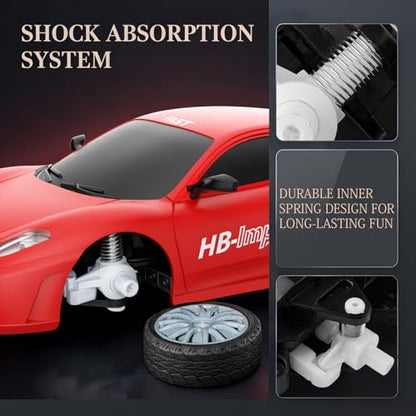 Remote Control Car RC Drift Car 2.4GHz 1:24 Scale 4WD 15KM/H High Speed Model Vehicle with LED Lights Drifting Tire Racing Sport Toy Car for Adults Boys Girls Kids Gift - color: D-red