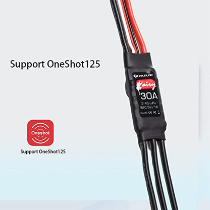 FLYCOLOR 30A Brushless ESC 2-4S with 5V 1A BEC for RC F450 Airplane Durable Quadcopter Helicopter