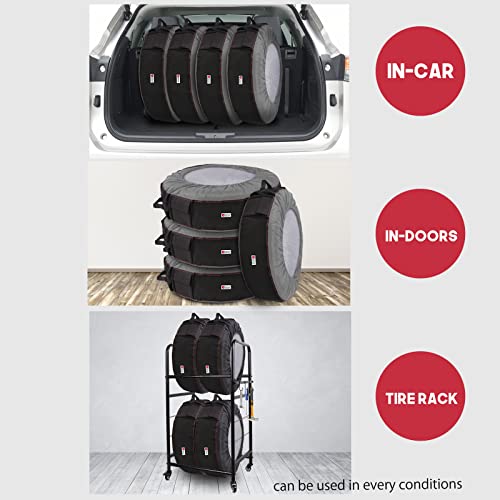Seasonal Tire Totes, Spare Tire Cover, Portable Winter Wheel, Handle for Easy Transportation, Fits Tires Tire Diameters 21” to 31.5”, Set of 4 Bags Gray