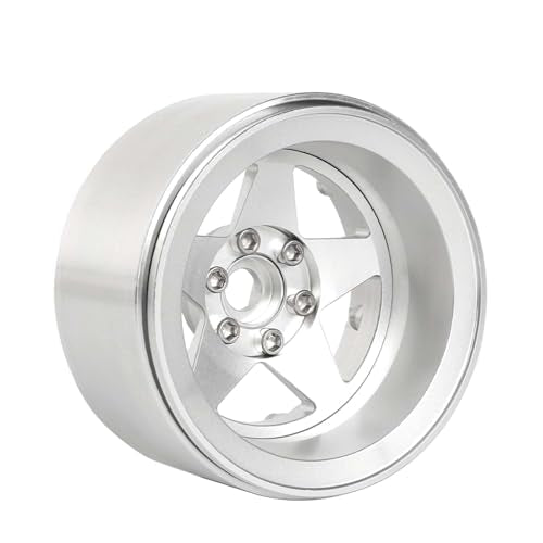 Aluminum 2.2" Beadlock Wheel Offset -10mm Metal Rims for SCX10 RR10 TRX4 VS4-10 Gen8 1/10 RC Crawler Car Upgrade Parts (5-Spoke, Silver) - color: 5-spoke, Silver