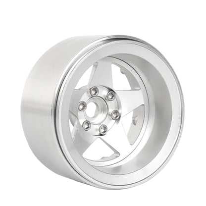 Aluminum 2.2" Beadlock Wheel Offset -10mm Metal Rims for SCX10 RR10 TRX4 VS4-10 Gen8 1/10 RC Crawler Car Upgrade Parts (5-Spoke, Silver) - color: 5-spoke, Silver