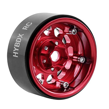 1.9 Inch Aluminum Alloy Beadlock Wheel Rim Hub 4pcs Suit for 1:10 RC Crawler Axial SCX10 SCX10 II TRX4 RC4WD D90(Red 4 PCS)… - color: Red