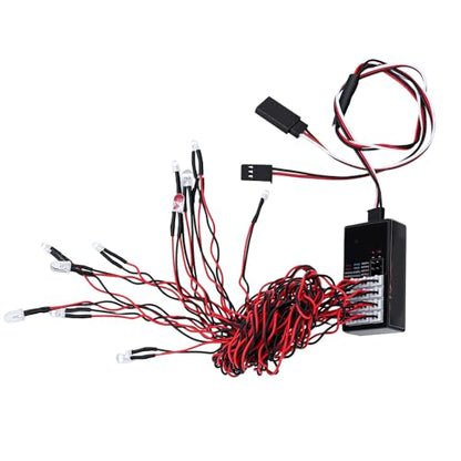 Drfeify RC Lights, 12 LED RC Lighting Kit Headlight Taillight Brake Light Turn Signal with Remote Control for 1/10 1/8 Car Truck Crawler