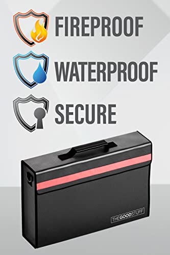 The Good Stuff Fireproof Document Box for Legal Documents, Passports, Cash, and Contracts, 5" x 11" 3.5" / 2000℉ Protect Your Notebooks, Binders, Folders, and Contracts - style: Messenger Bag