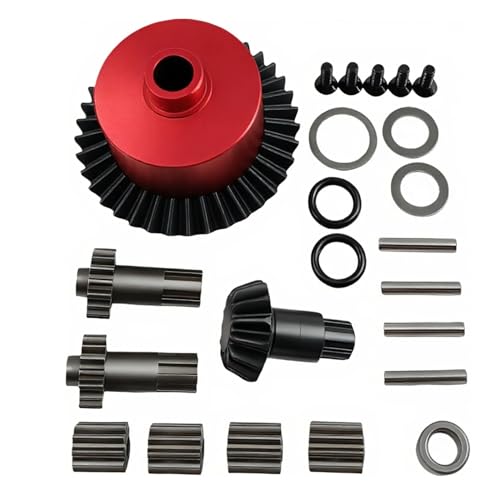 Steel Differential Gear Set for Granite Senton Big Rock Typhon 3S BLX (Red) | Diff Case,37T,13T Input Gear,Planet Gears,Outdrives,1/10,1/8,Upgrade Kit,High Strength,Precision Fit - color: Red