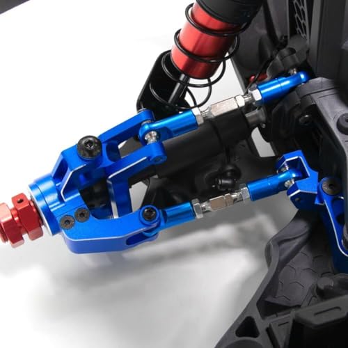 6PCS Aluminum Adjustable RC Tie Rods Linkage Turnbuckles Toe Links Set Upgrade Parts for 1/8 Mojave 4S 4X4 BLX RC Car (Red) - color: Red