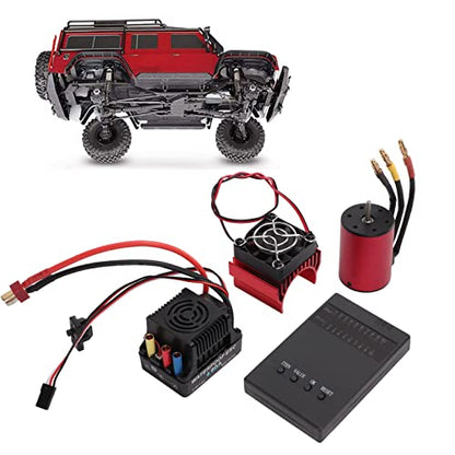 S3650 3900KV Brushless Motor 60A ESC Combo, High Torque 4 Pole 12 Slot RC Motor with Heat Sink and Programming Card for 1/10 Scale 2S 3S RC Car